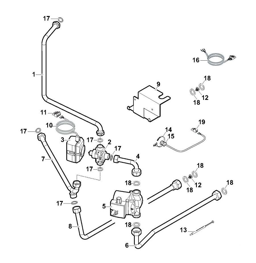 Schéma éclaté Vue Principale — Remeha KIT VANNE 3 VOIES INTERNE CTO MV5