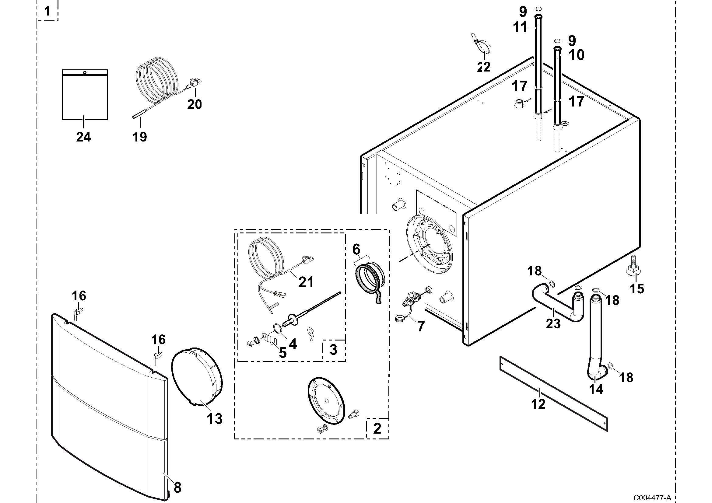 Schéma éclaté Vue Principale — Remeha Préparateur horizontal ECS L160 SL