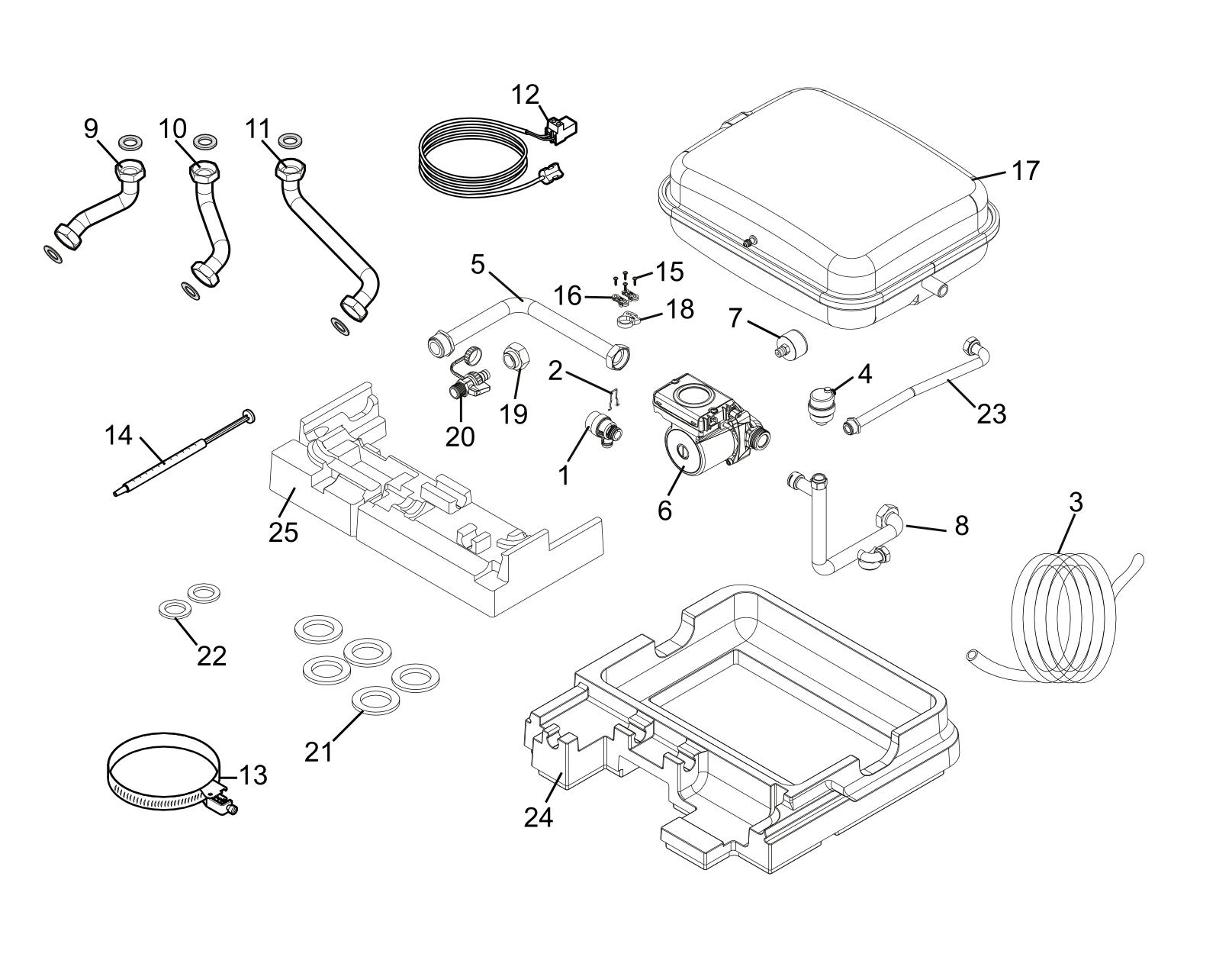 Schéma éclaté Vue Principale — Remeha KIT EQUIPEMENT HYDRAULIQUE MY404