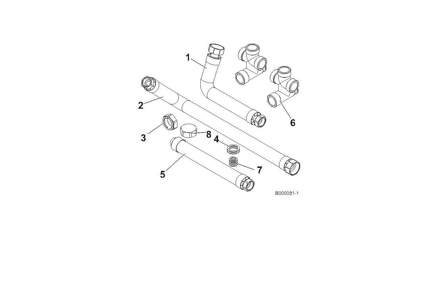 Schéma éclaté Vue Principale — Remeha KIT DE LIAISON GAUCHE CHAUDIERE / MODULE CIRCULATEUR MY424